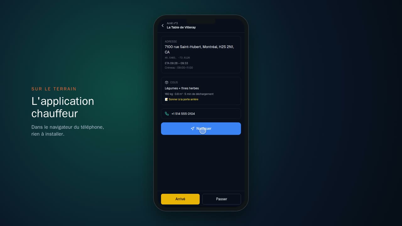 Application chauffeur HeroRoute sur téléphone